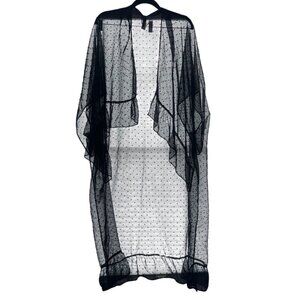Express Womans Sheer Swiss Dot Kimono Duster-Black-One Size-GUC